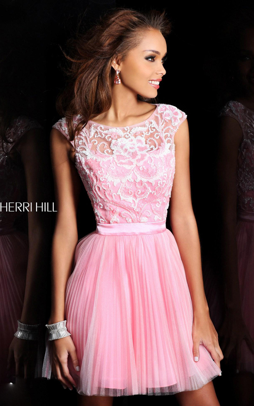 open back pink homecoming dress 2015 Sherri Hill 21167