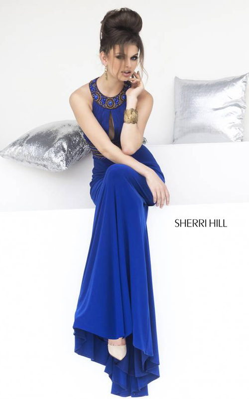 keyhole Sherri Hill 11173 open back sexy dress royal