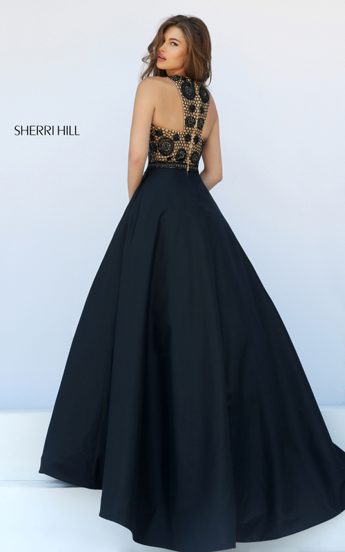 halter Sherri Hill 50106 black beads evening dress_1