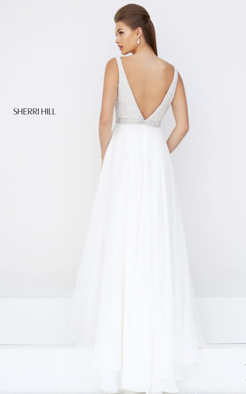 Sherri Hill 11327 beads v neck prom dress 2016 white_1