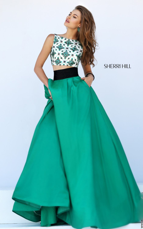 Sherri Hill 50107 Emerald two piece sexy prom dress
